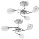 image 1 of ValueLights Pair Of Modern Chrome 3 Way Ceiling Lights With Frosted Glass Shades | Chrome