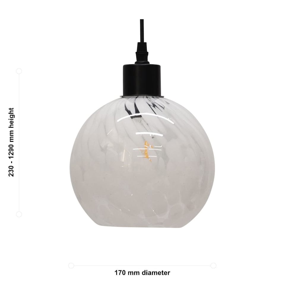 image 1 of Confetti - Glass Globe with Black Pendant Fitting