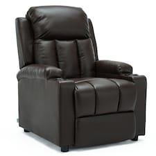 Studio Bonded Leather Recliner w Drink Holders Sofa Chair (Brown)