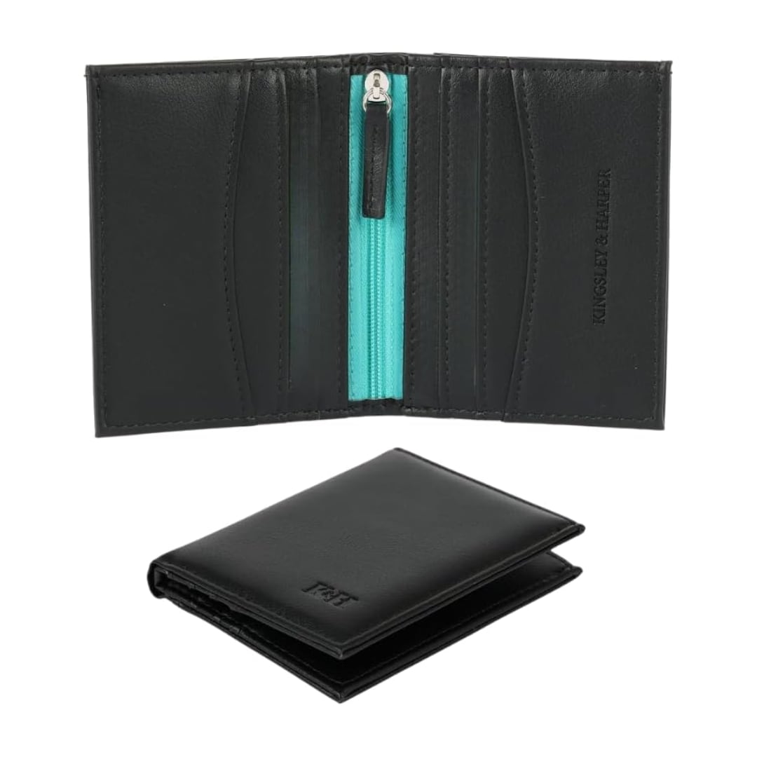 Kingsley & Harper Hanborough PU Leather Wallet with 8 Card Slots, Coin Pocket & Notes Section in Black