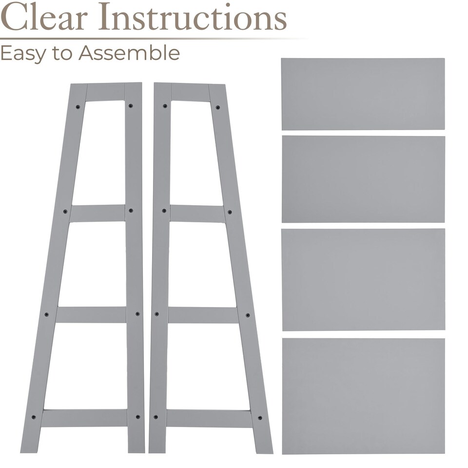image 1 of Christow Grey Ladder Shelf Unit 4 Tier Storage Display Stand Rack Home Bathroom