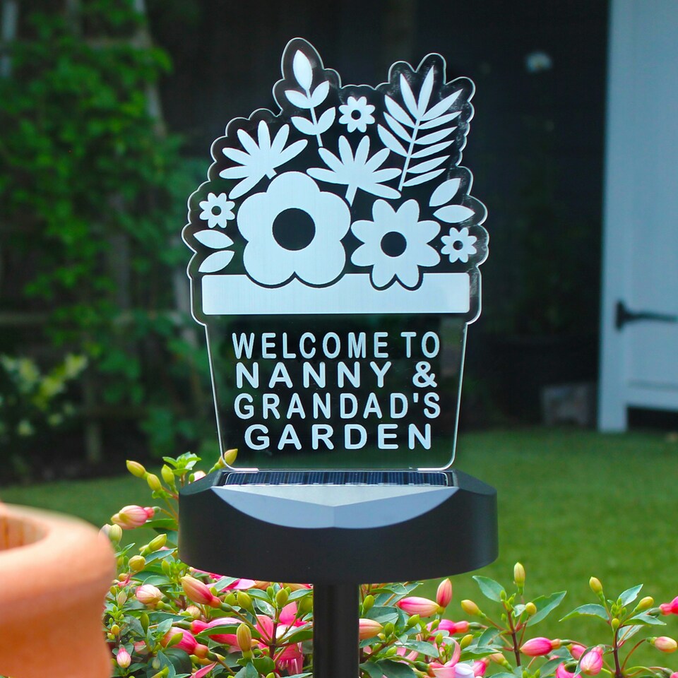 image 1 of Personalised Plant Pot Outdoor Solar Light