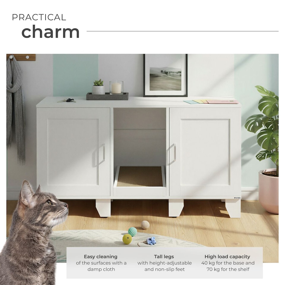 image 1 of Cat Cabinet Freya with Ventilation, Storage and Scratching Mat