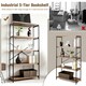 image 7 of COSTWAY 5-Tier Bookshelf Wood Bookcase Display Rack Brown Brown