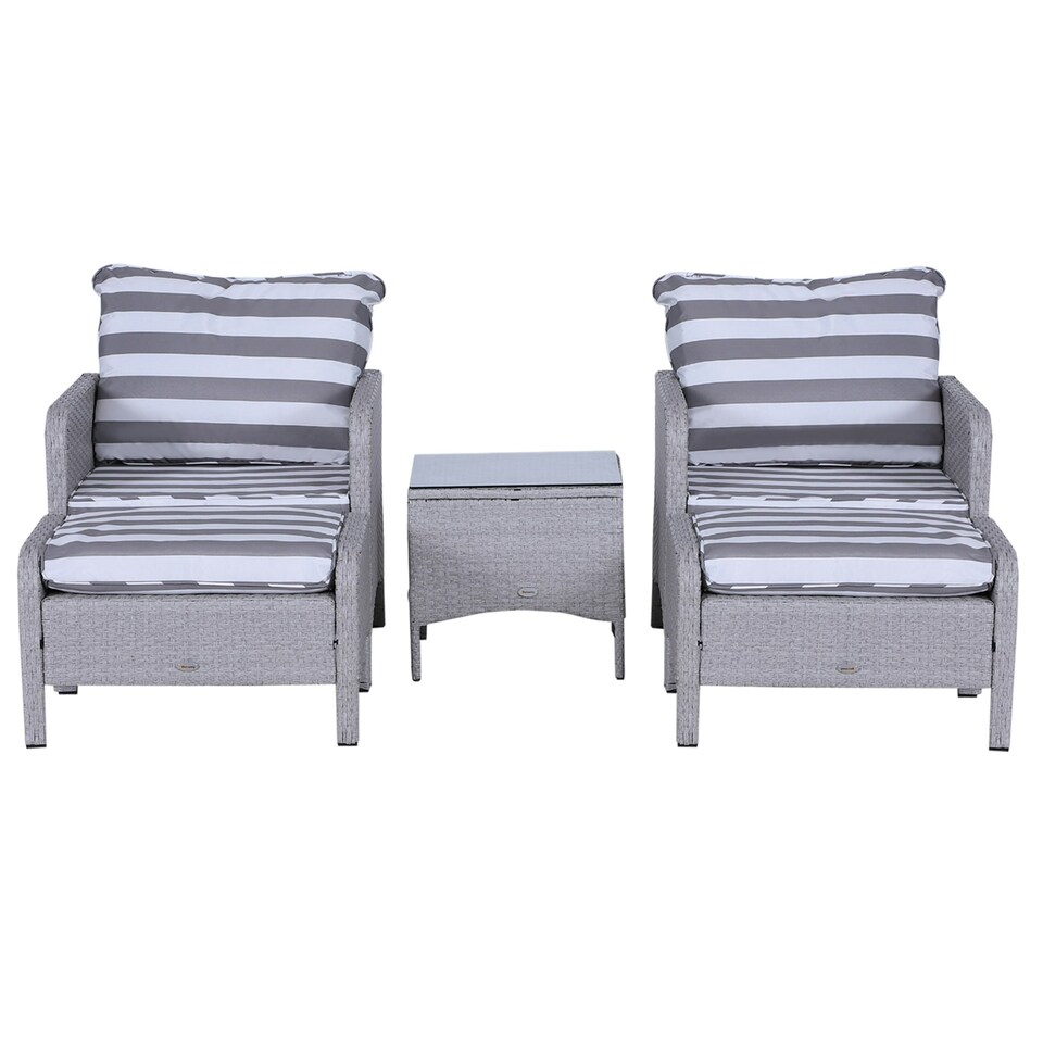 image 1 of Outsunny 5 Pieces Outdoor Patio Furniture Set Wicker Conversation Set Dark Grey