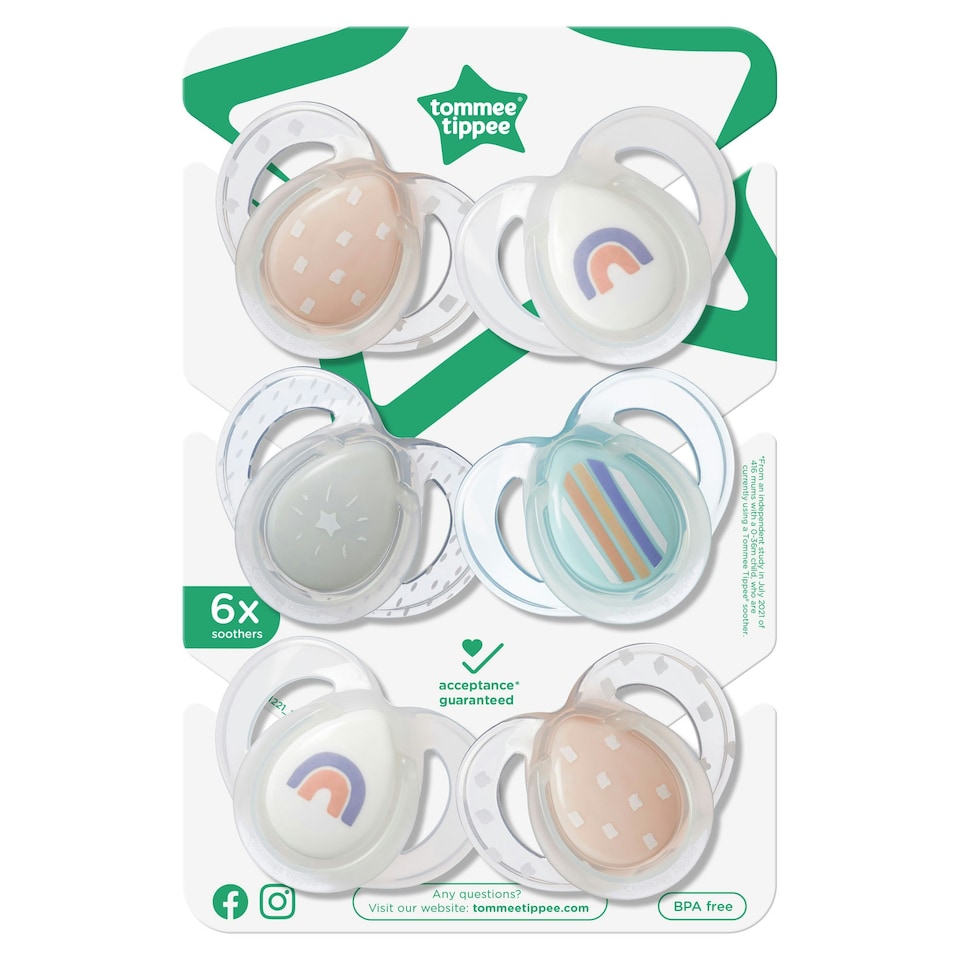 image 1 of Tommee Tippee Night Soother, 6-18 months, 6 pack