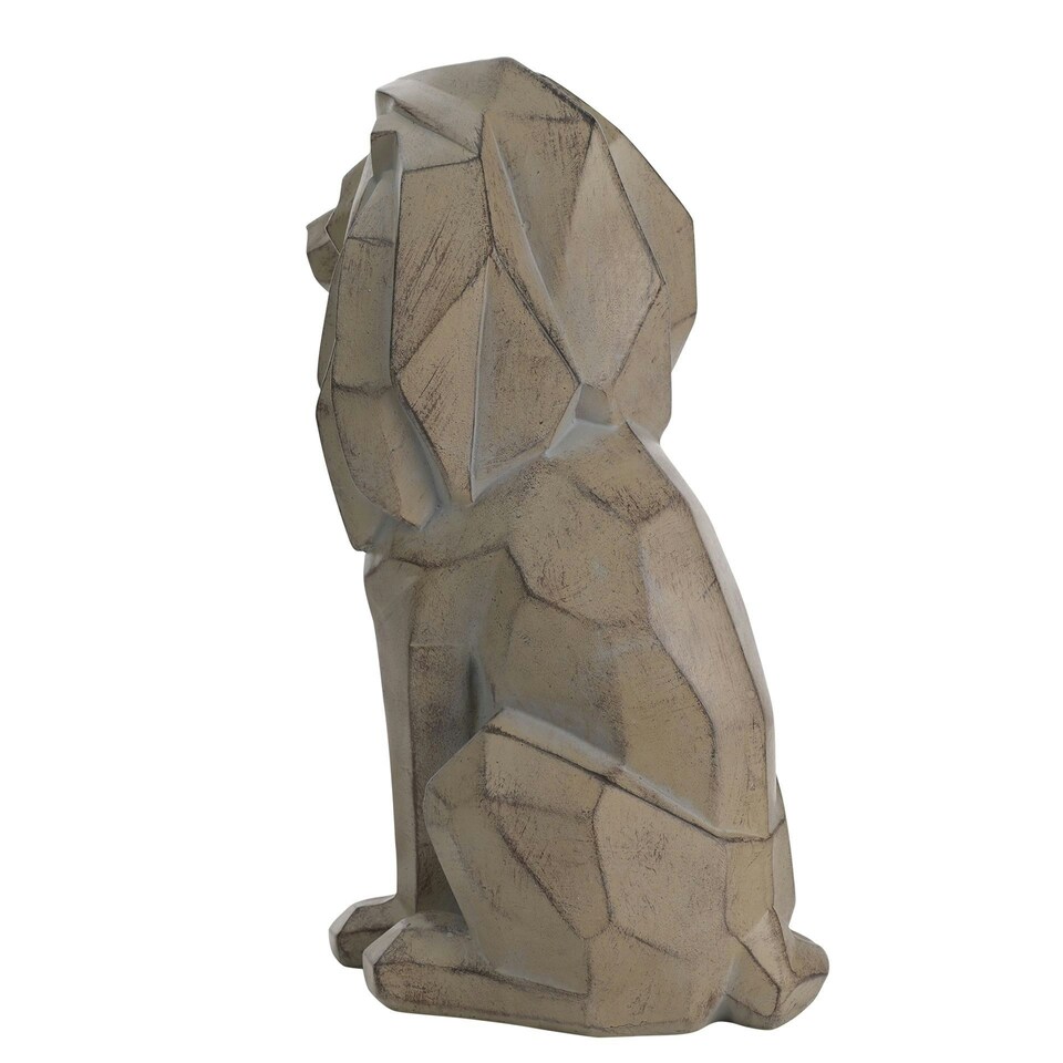 image 1 of Naturecraft Geometric Sitting Lion Figurine Grey