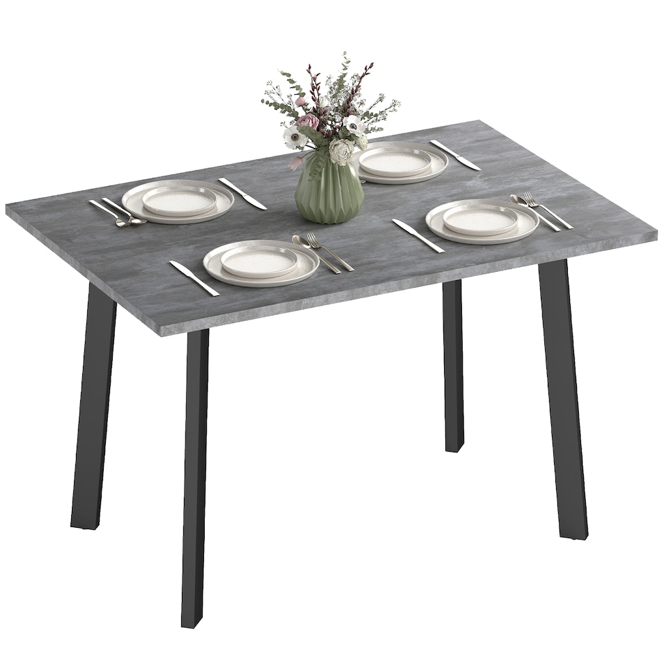 image 1 of HOMCOM Dining Table, Contemporary Rectangle Kitchen Table with Metal Legs and Spacious Tabletop for Dining Room, Living Room, Dark Grey