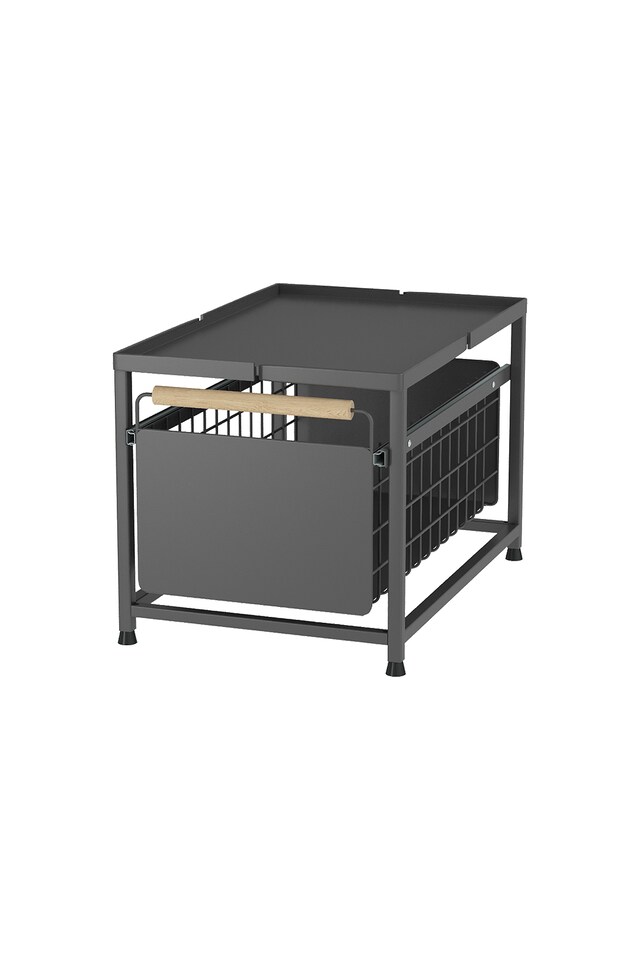image 1 of Living and Homr Kitchen Pull-Out Storage Organiser for Cabinet, Black, Single Layer-L | Black
