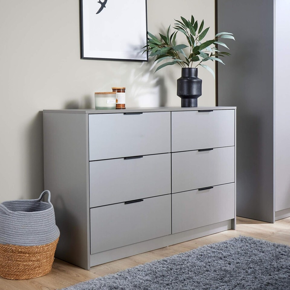 image 1 of Phoenix Chest Of 5 Drawers Bedroom Furniture Clothing Storage Organiser Unit | Grey
