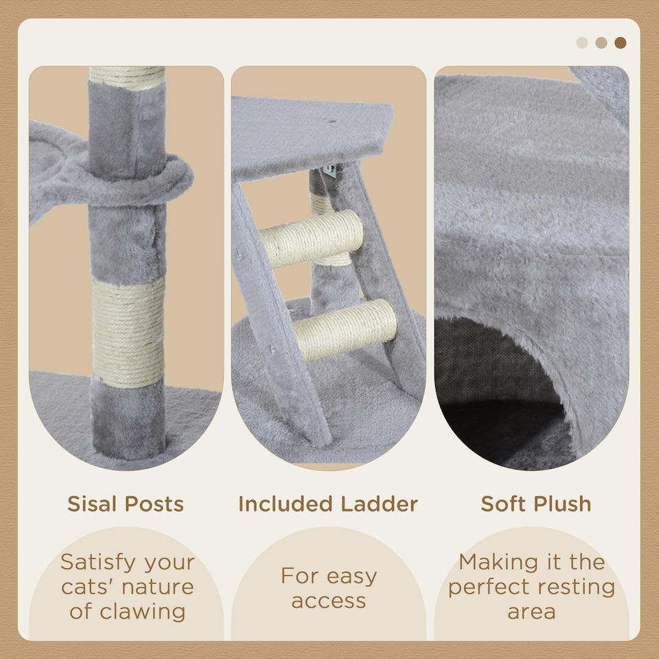 image 1 of Pawhut Cat Tree Kitten Scratching Post Play House Pet Furniture Grey