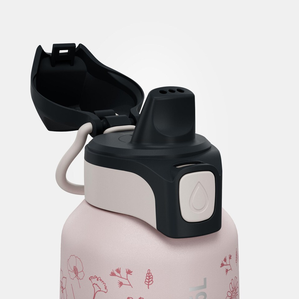 image 1 of Decathlon 0.6 L kids’ stainless steel water flask 500 with instant stopper for hiking