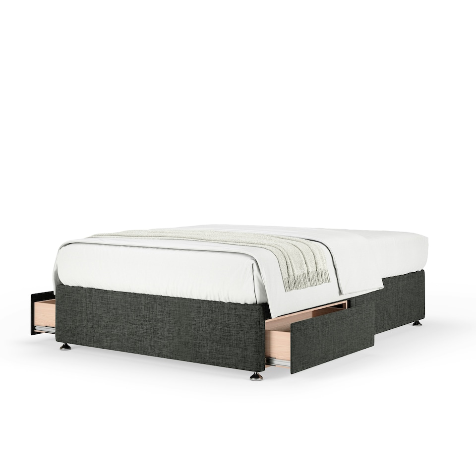 image 1 of Signature Platinum 2000 Pocket Sprung Charcoal Linen 2 Drawer Divan Set Super King