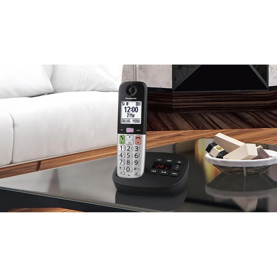 image 1 of Panasonic KX-TGU430EB Digital Cordless Phone with Answering Machine - Amplified Volume & Large Display