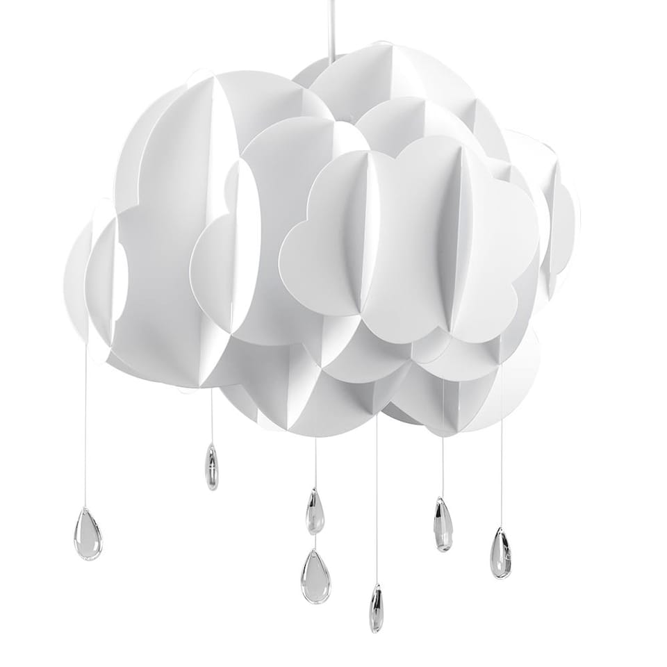 image 1 of ValueLights Extra Large Cloud Acrylic Raindrop Ceiling Shade & Bulb | White