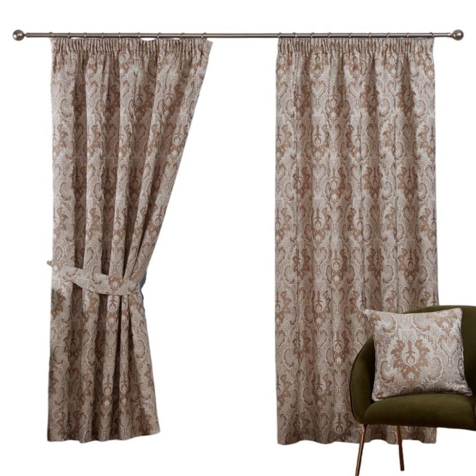 image 1 of Tegola Pencil Pleat Curtains - Brown - 117cm x 183cm