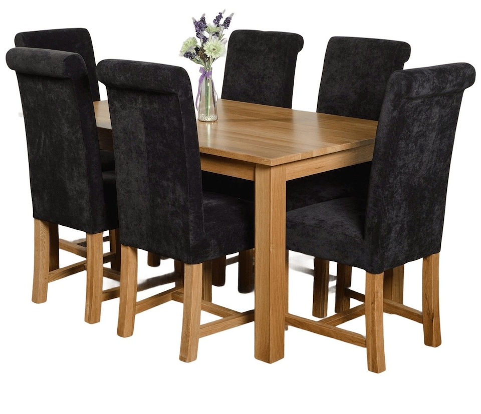 image 1 of Oslo 150 x 90 cm Medium Oak Dining Table and 6 Washington Fabric Chairs | Black | Black