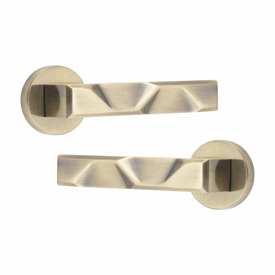 image 1 of Golden Grace 4 Pairs Modern Nova Design Premium Door Handles on Round Rose in Antique Brass Finish Bronze