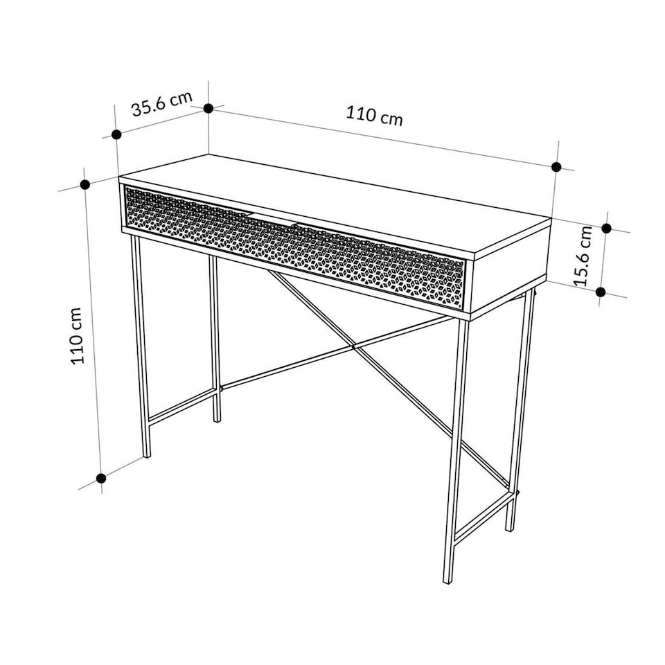 image 1 of Naive 1 Drawer Console Table Sapphire Oak with Black Metal Frame Brown
