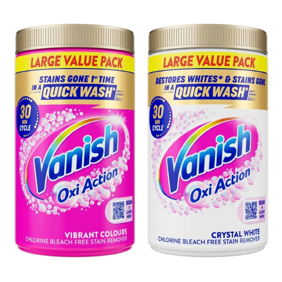 image 1 of Vanish Gold Oxi Stain Remover Powder bundle 2 x 1.4kg (total 2.8 kg) Colours & Whites Fabric tough stains remover