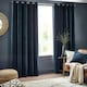 image 1 of Yard Heavy Chenille Velvet Navy Eyelet Curtains 168 x 137cm