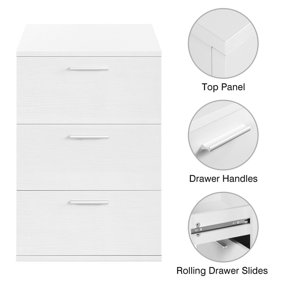 image 1 of Yaheetech Classic Wooden End Table with 3 Drawers White