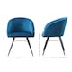 image 7 of Single Vittorio Velvet Dining Chair with Black Metal Legs, Quilted Design Modern Accent Chair | Blue