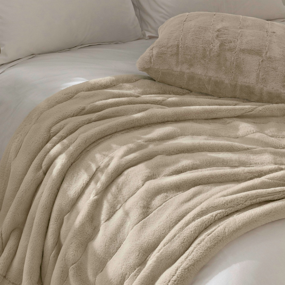 image 1 of Furn Empress Faux Fur Cushion Cover Cream | 55 cm x 55 cm