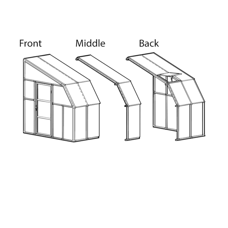 image 1 of Lean To Greenhouse Sun Room Clear 8 x 20 - Polycarbonate/Acrylic - L632 x W257 x H266 cm