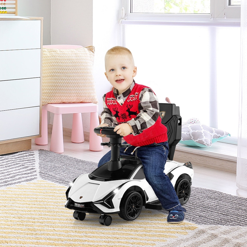 image 1 of COSTWAY 3 in 1 Kids Ride on Car Licensed Lamborghini White