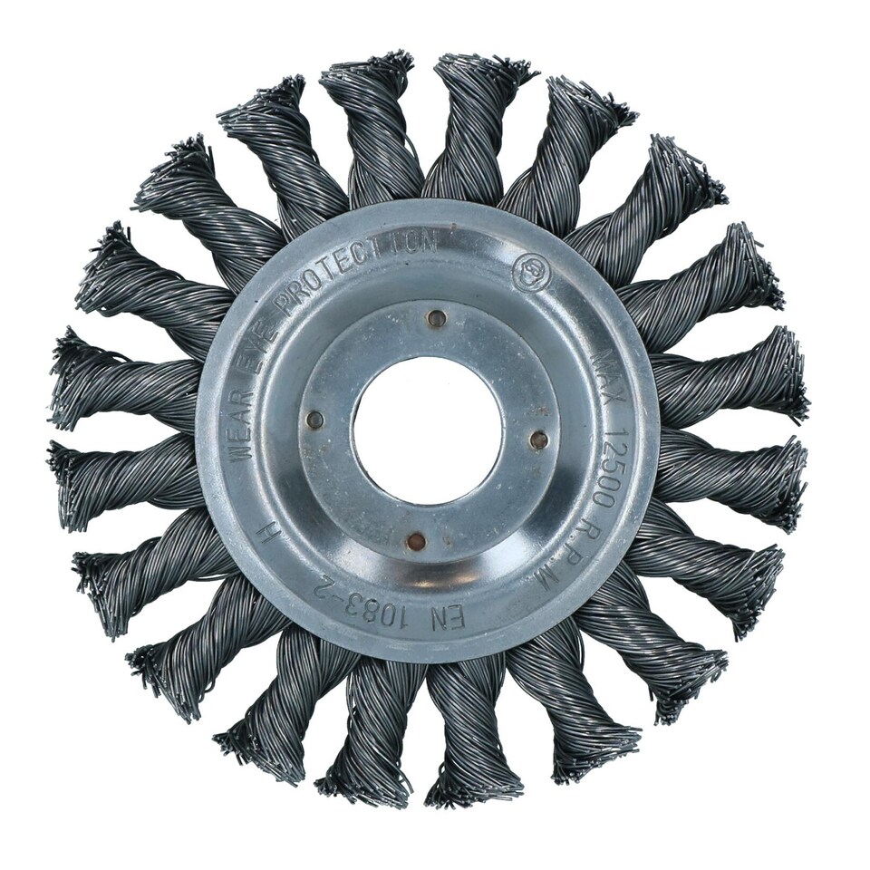 image 1 of Flat Twist Knot Wire Wheel Brush 115mm 22.2 Bore Deburring Angle Grinder TE579