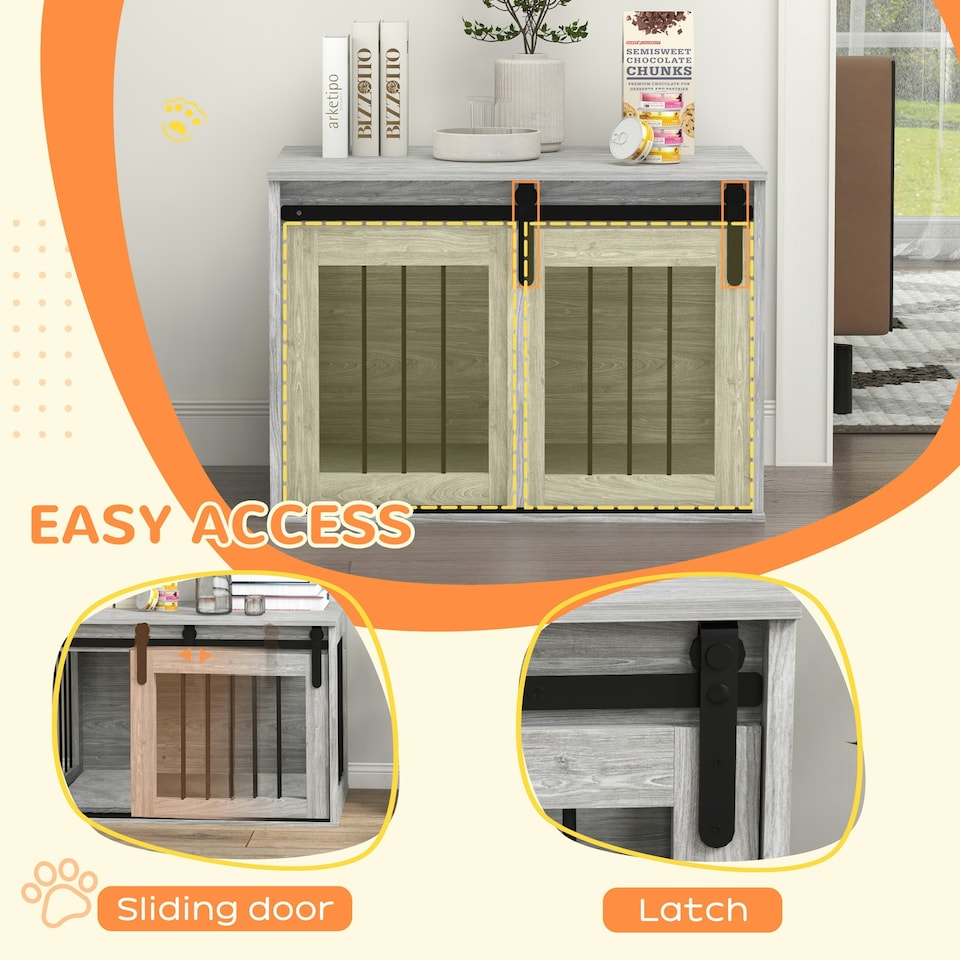 image 1 of PawHut Dog Crate Furniture with Removable Cushion, for Medium Dogs - Grey