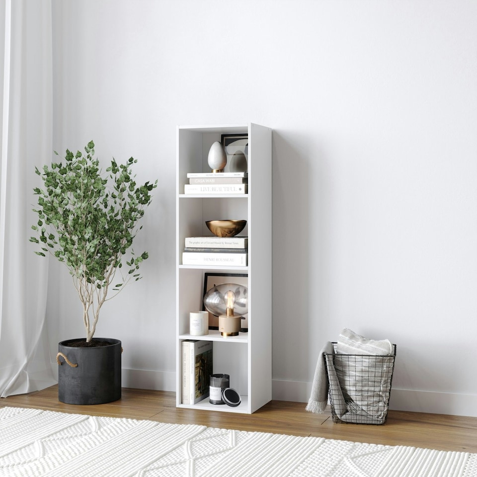 image 1 of 4-Tier Cube Shelving Unit Brown | Unit Colour: Beech