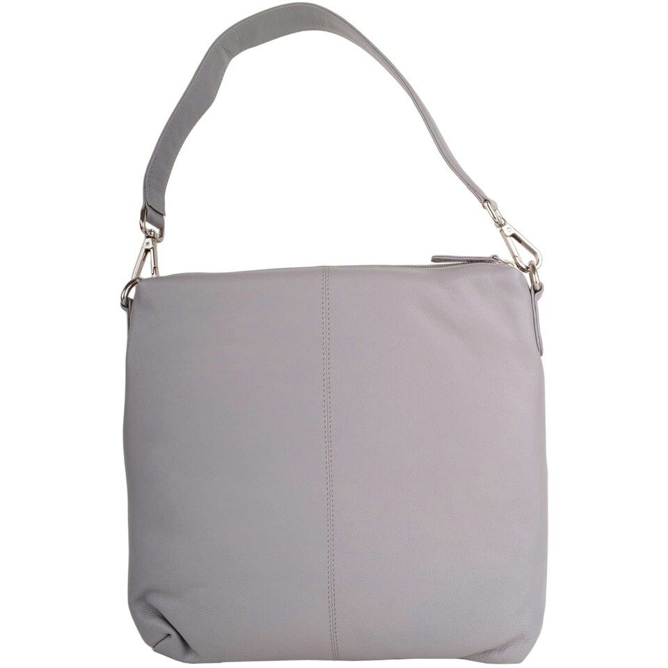 image 1 of Soft Leather Ruched Detail Detachable Strap Cross Body Shoulder Bag Grey | Light Grey