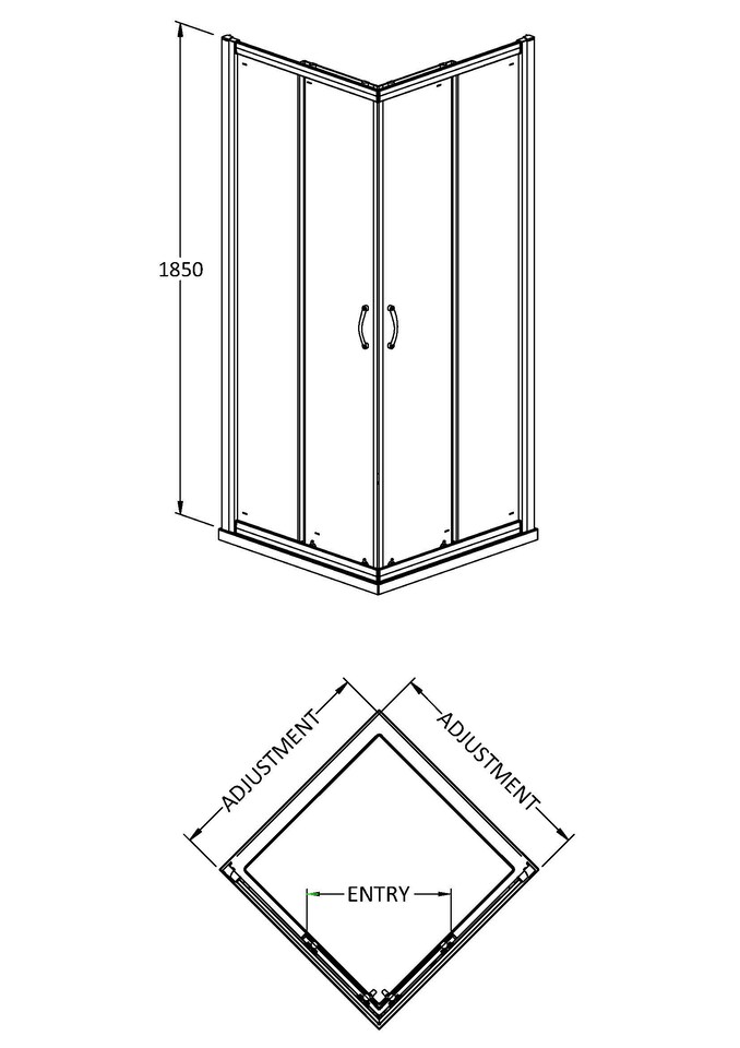 image 1 of 6mm Glass Corner Entry Shower Enclosure Chrome 800mm