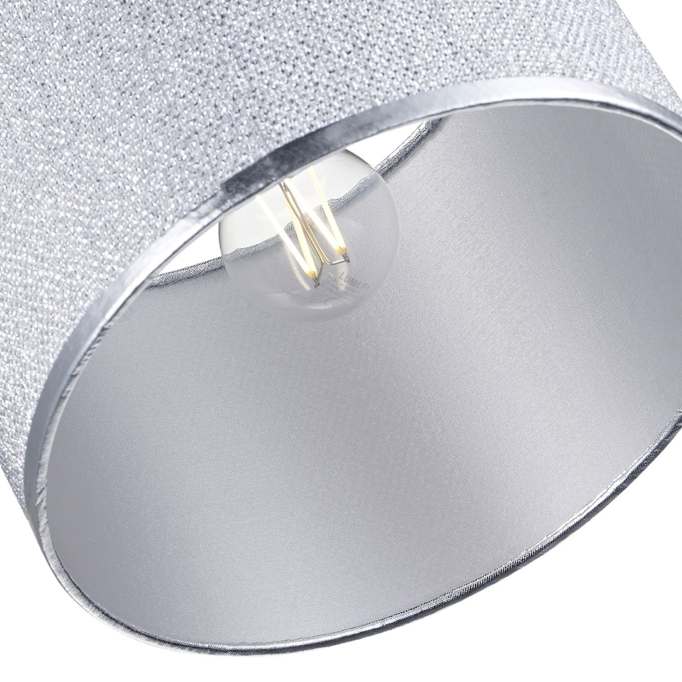image 1 of Modern and Designer Mini Diamond Silver Glitter Fabric Lamp Shade 25cm Wide | Silver | Silver | 1