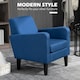 image 3 of HOMCOM Modern Armchair Accent Chair with Rubber Wood Legs for Bedroom Blue