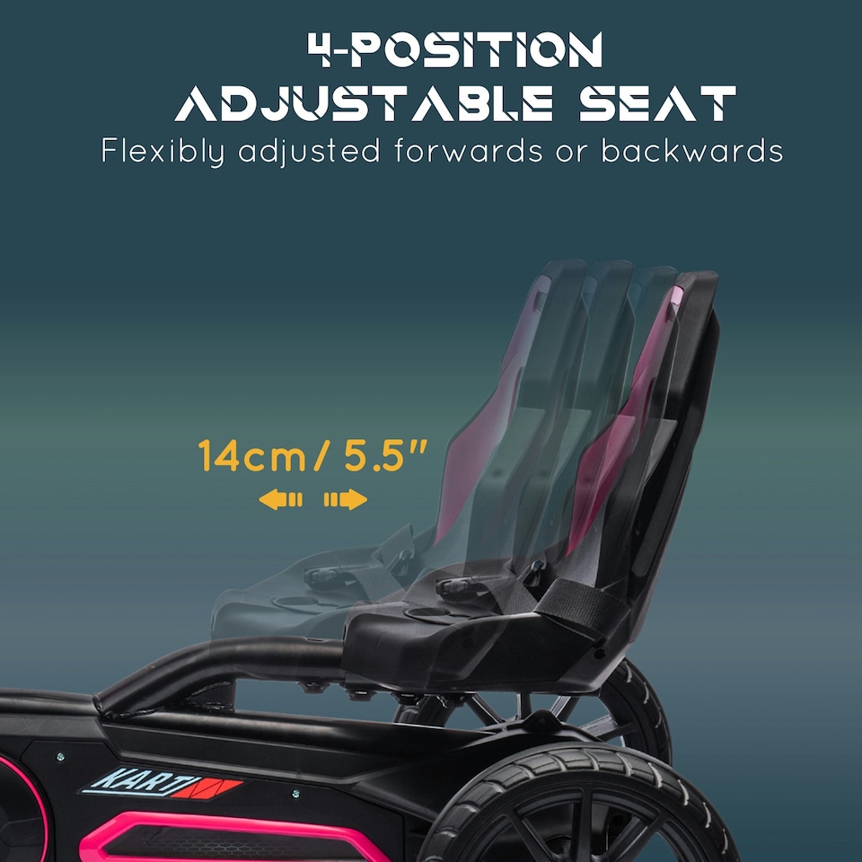 image 1 of HOMCOM Children Pedal Go Kart w/ Adjustable Seat, Handbrake - Pink