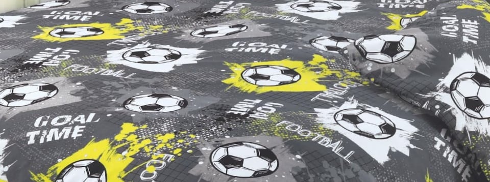 image 1 of Homes Linen Football Duvet Cover Set for Kids & Teens Soccer Themed Bedding with Pillowcases Soft & Breathable Duvet Cover | Grey | Double