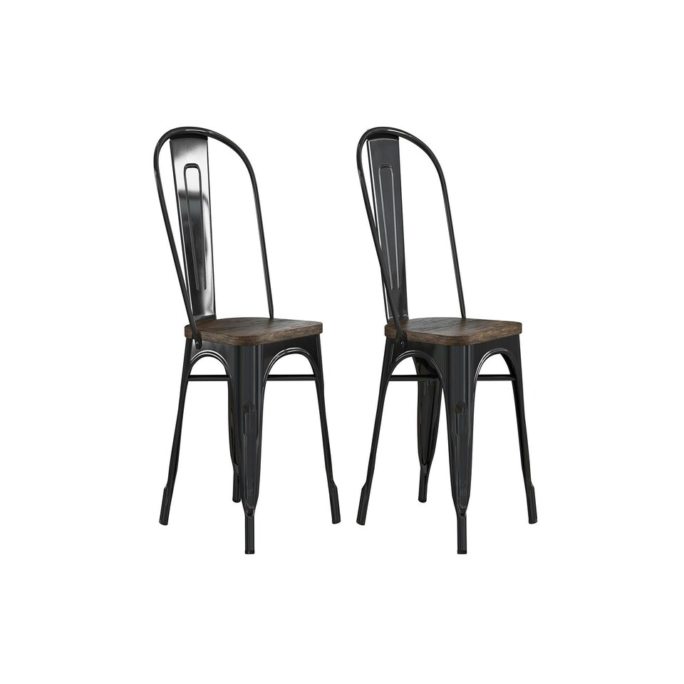 image 1 of Fusion Dining Chair in Metal in Black, 2 pieces