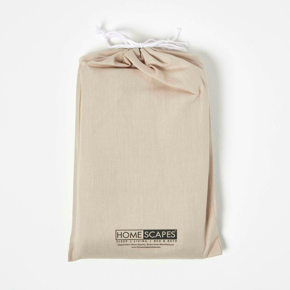 image 1 of Homescapes Natural Linen Cot Bed Fitted Sheets 70 x 140 cm, Pack of 2