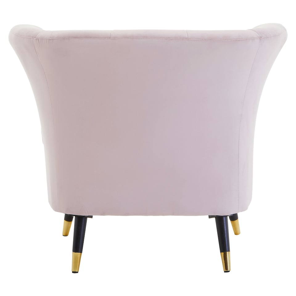 image 1 of Interiors by Premier Dusty Pink Velvet Scalloped Chair, Long-lasting Scallop Chair Velvet, Body Supportive Scalloped Armchair