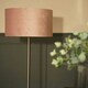 image 2 of ValueLights Large Brushed Chrome Curved Stem Marble Floor Lamp Coffee Table Standing Light - Blush Pink Velvet Shade + LED Bulb
