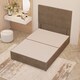 image 3 of Divan Bed Base with 2 Drawers & Plain Floor Standing Headboard Plush Velvet | Brown | Beige