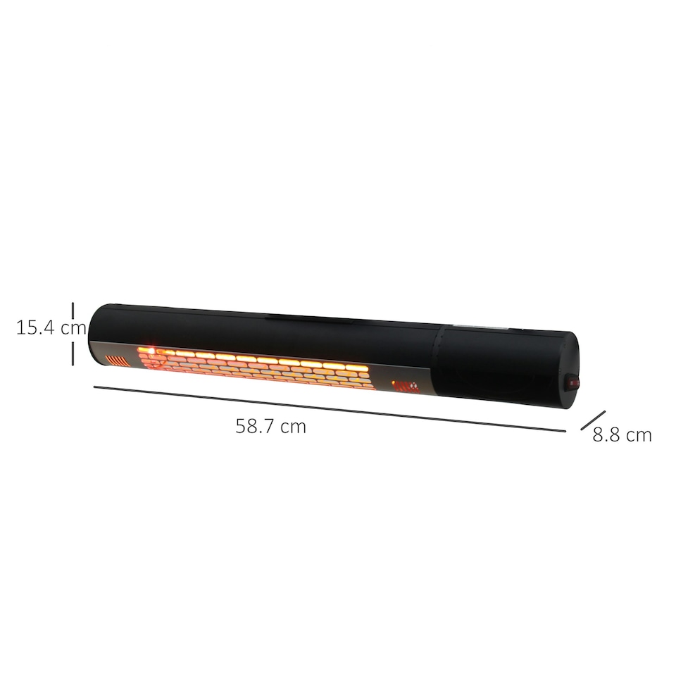 image 1 of Outsunny 1500W Electric Halogen Heater Garden Warmer Wall Mount Remote Control