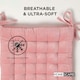 image 6 of Homescapes Set of 4 Seat Pad Cushion Luxury Cotton Velvet Indoor Outdoor Garden, 40 x 40cm Pink