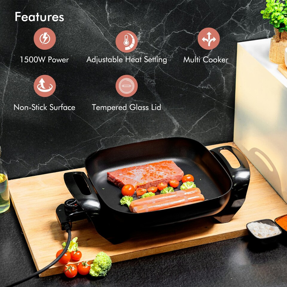 image 1 of GEEPAS Large Multi Cooker | 1500W Aluminium Multifunctional Electric Skillet