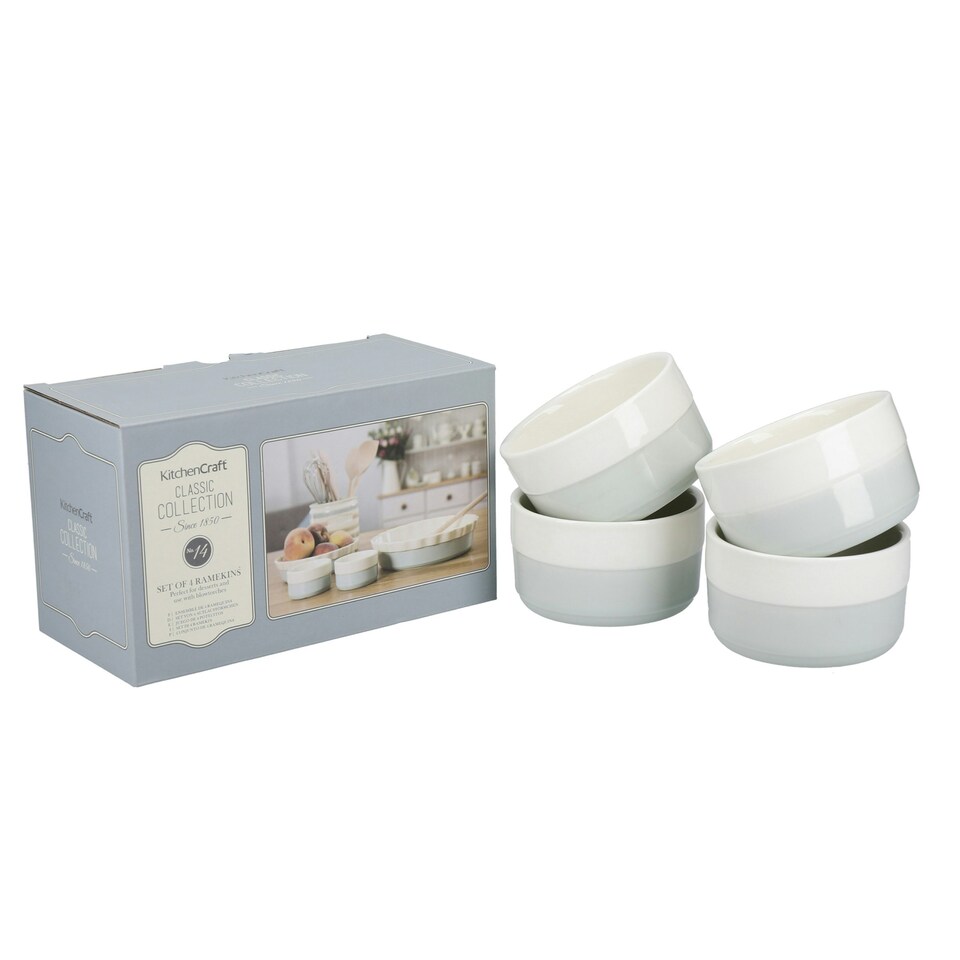 image 1 of KitchenCraft Ramekins Ceramic Set of 4 | White