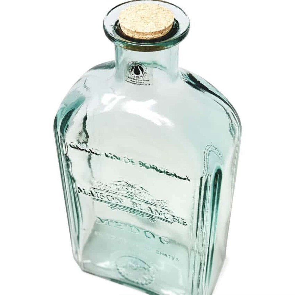 image 1 of Verano Spanish Ceramics Recycled Glass Large Bottle w/ Cork - 4.6L Clear | One Size
