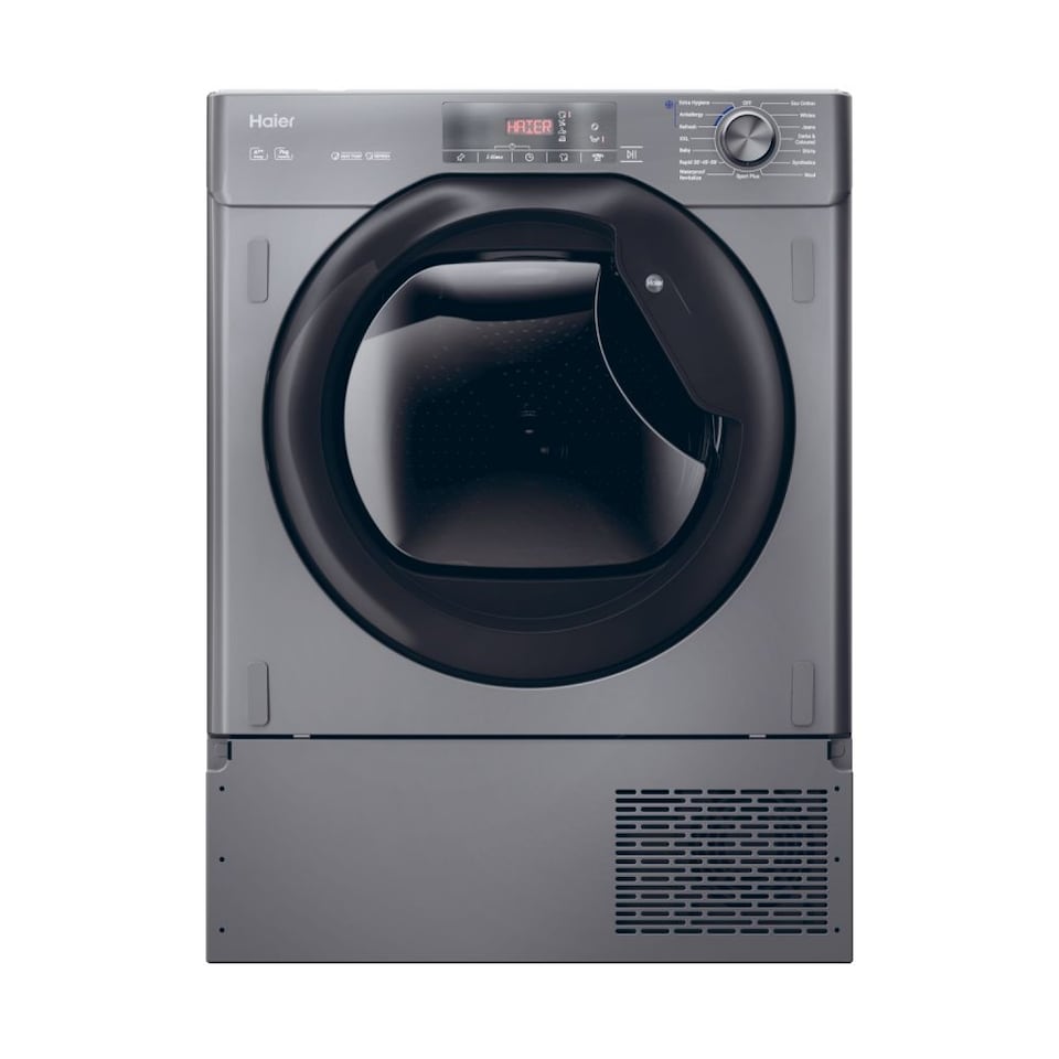 image 1 of Haier HDB4 H7A2TBERX80 Series 6 Integrated Heat Pump Dryer, 7kg, Grey, A++ Rated